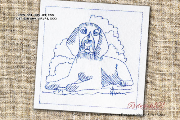 Beagle Dog Sitting on Grass Redwork – A Designer’s Review