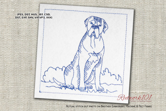 Cane Corso Dog Sitting Redwork: Seller Review