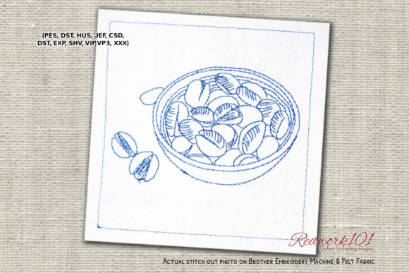 Shelled Pistachio in Bowl Redwork: A Designer Review