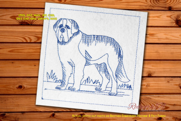 St. Bernard Dog Lineart Embroidery Review for Real Projects